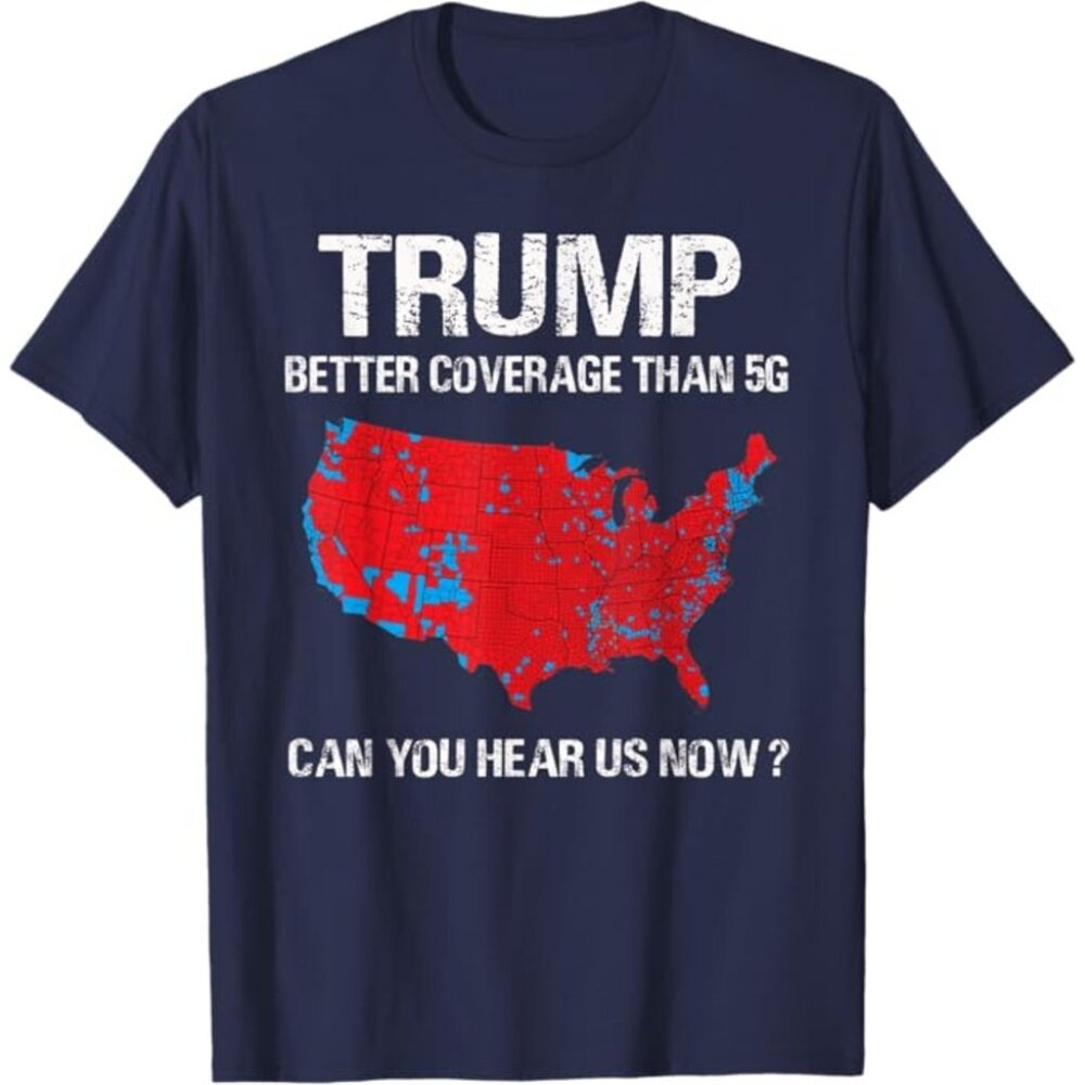 Trump Better Than 5G Funny Electoral Map T-Shirt Men Large Navy Blue Graphic Tee